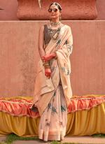 Organza Silk Beige Casual Wear Printed Saree